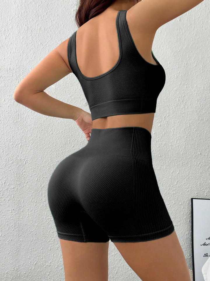 Thread Seamless Bra Shorts Workout Clothes Tight Training Women Fitness Running Yoga Clothes Sports Two Piece Sets