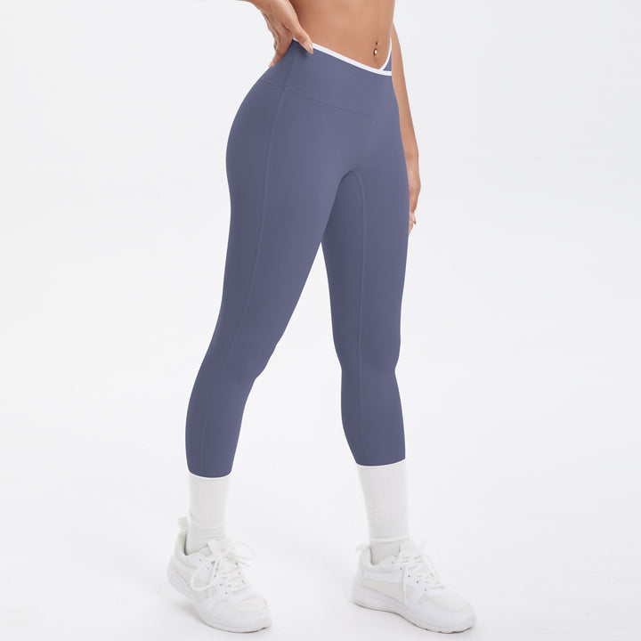 Sexy Hip Lifting Cross High Waist Cropped Pants Women Sports Fitness Pants