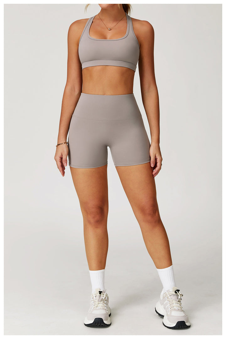 Sollinarry Nude Feel Yoga Shorts Women High Waist Quick Drying Skinny Slimming Shorts Running Exercise Workout Pants