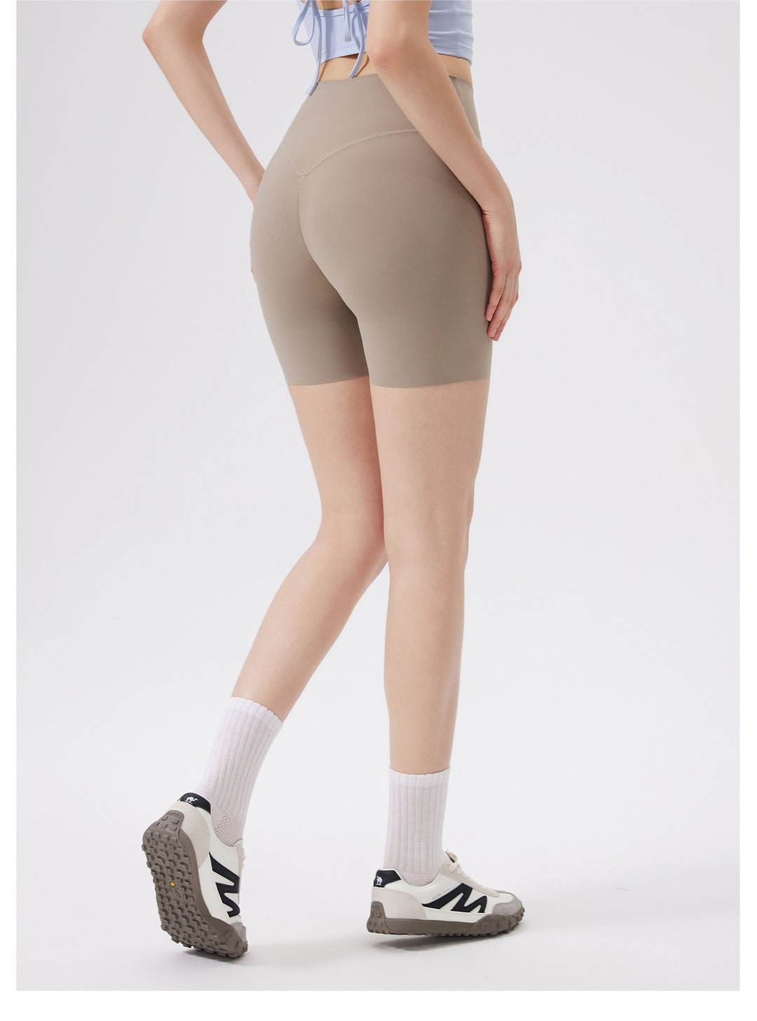 Hip Lifting No Size Nude Feel Yoga Shorts Women High Waist Belly Contracting Sports Hip Shaping Fitness Short Length Pants Cycling Pants