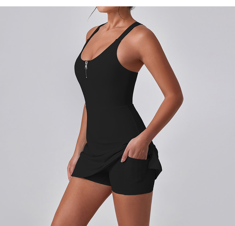 Nude Feel Anti Exposure Basic Sports Dress Summer Outdoor Golf Vest Yoga Tennis Dress