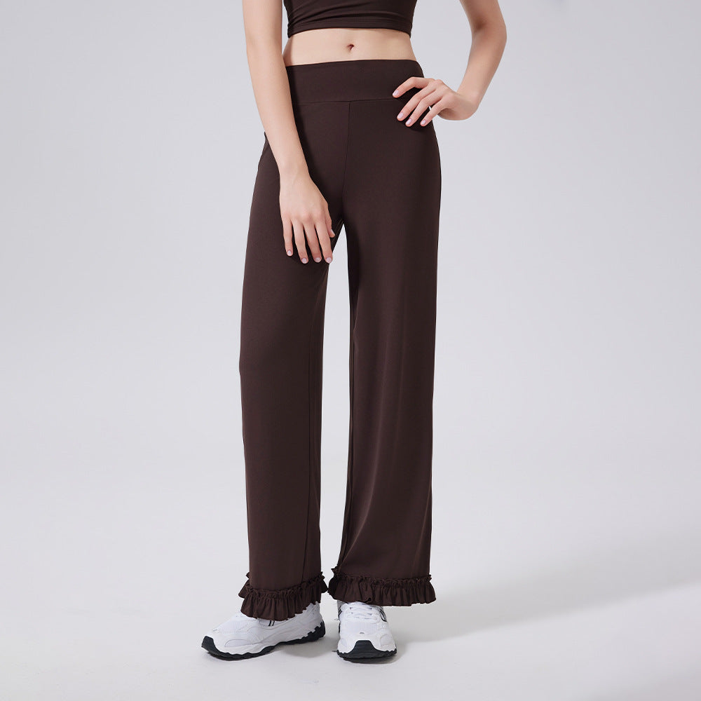 High Waist Belly Contracting Lace Sports Loose Casual Straight Trousers Women Running Thin Fitness Pants Cloud Sense Yoga Pants