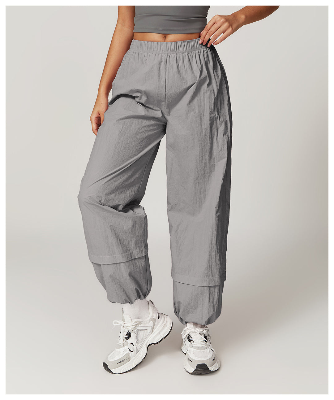 Sollinarry Summer Windproof Breathable Overalls Multi Pocket Loose Elastic Ankle Banded Pants Running Casual Sports Pants