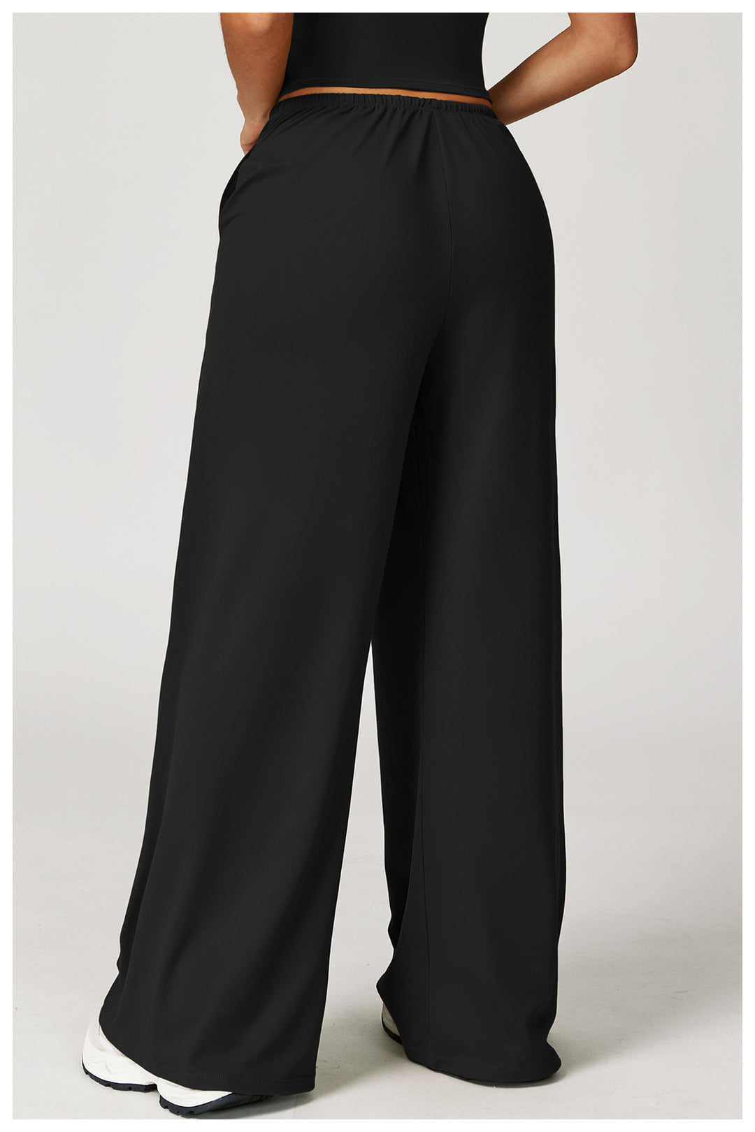 Sollinarry Brushed Trousers Embellished Wide Leg Loose Casual Pants Women Sports Fitness Elastic Drawstring Trousers