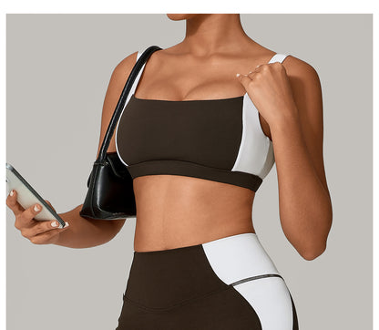 Wide Shoulder Strap Sports Underwear Shockproof Running Push up Yoga Clothes Training Vest Beauty Back Fitness Bra