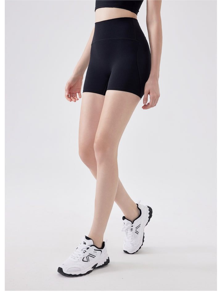 Nude Feel Three Points High Elastic Tight Bum Lift Shorts Women Yoga Workout Clothes Belly Contracting Exercise Running Training Pants