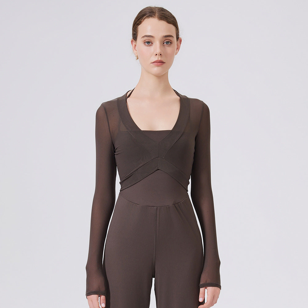 Long Sleeved Women Slim Fit Breathable Waistcoat Running Fitness Top Yoga Clothes Short Blouse