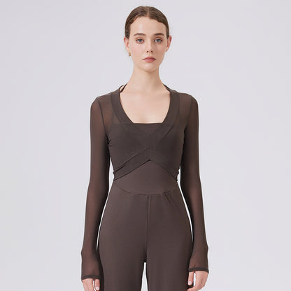 Long Sleeved Women Slim Fit Breathable Waistcoat Running Fitness Top Yoga Clothes Short Blouse