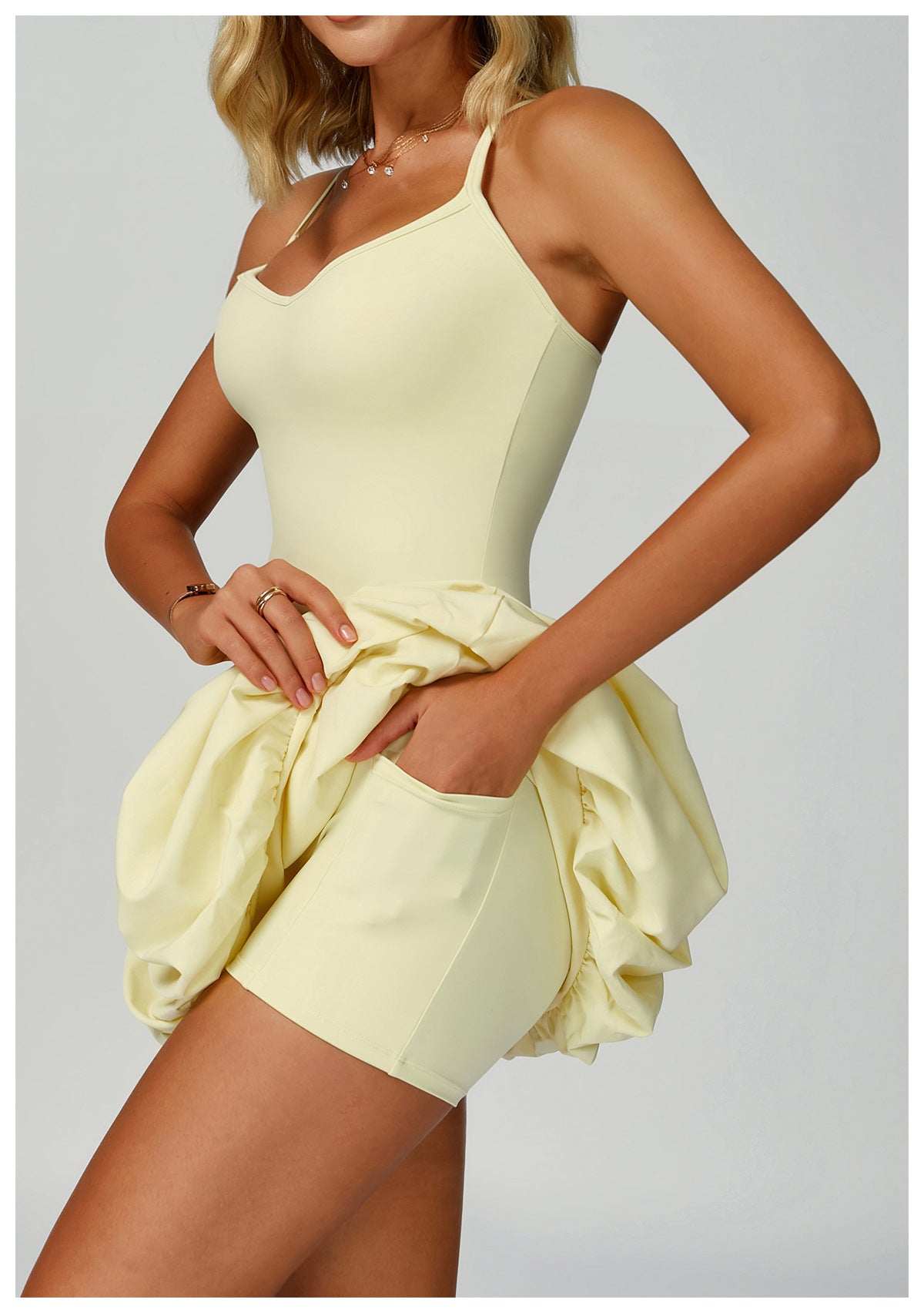 Sollinarry Cross Back Tennis Dress Nude Feel Anti Exposure Exercise Dress Outdoor Casual Running Sports Dress