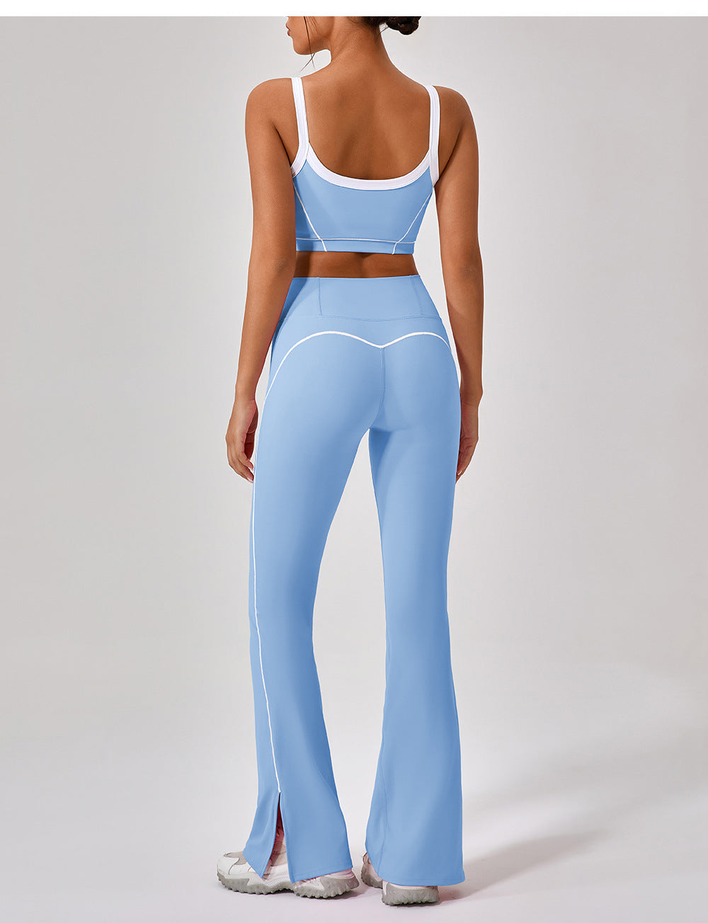 Summer High Waist Tight Nude Feel Hip Lifting Yoga Bell Bottom Pants Women Dance Fitness Outdoor Sports Split Trousers