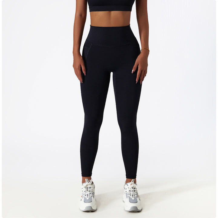 Sollinarry Breathable Cloud Feeling High Waist Hip Lift Yoga Pants Outer Wear Pocket Tight Exercise Running Pants Drying Fitness Pants