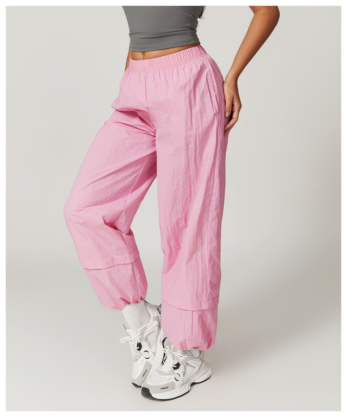 Sollinarry Summer Windproof Breathable Overalls Multi Pocket Loose Elastic Ankle Banded Pants Running Casual Sports Pants