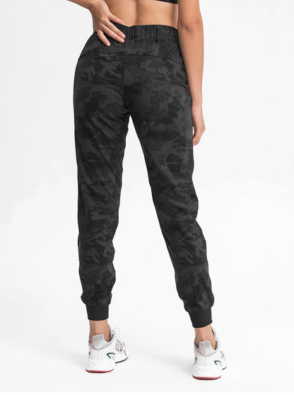 Spring Summer Elastic Lace-up Waist Yoga Pants Simple Straight Sports Casual Elastic Ankle-Tied Cropped Pants for Women