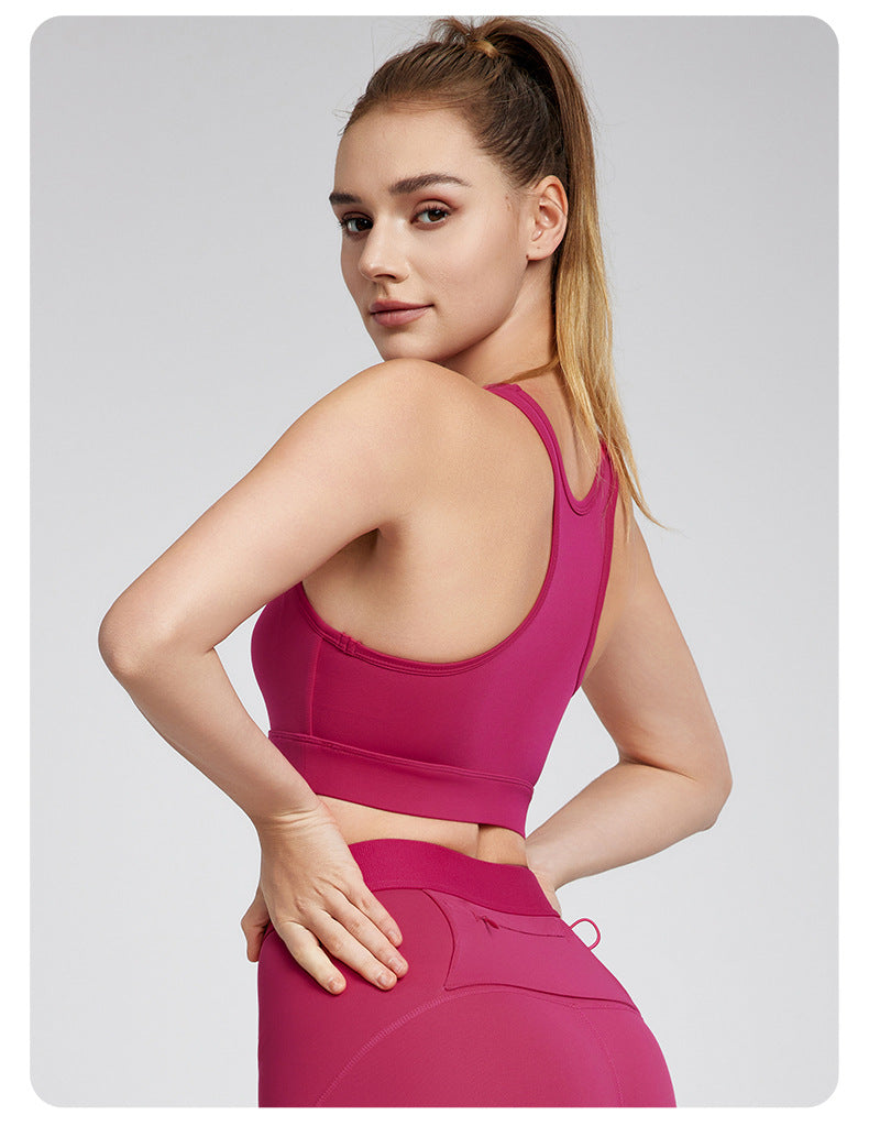 Sports Vest Women Fitness Fixed Cup Casual H Shaped Beauty Back Cool Inner Bra Short Sleeveless Yoga Bra