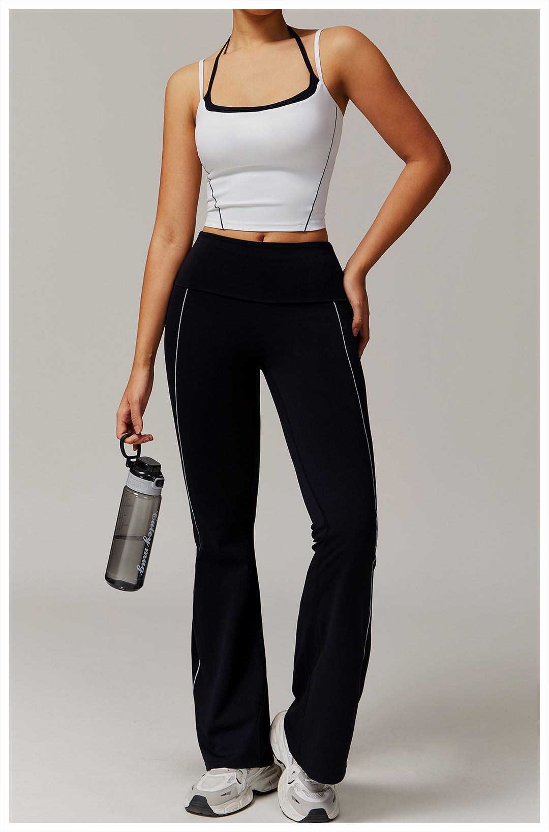 Sollinarry High Waist Nude Feel Yoga Pants Sports Fitness Wide Leg Slimming Bell Bottom Pants Casual Running Trousers