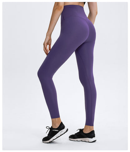 Diqian Non Embarrassing Line Skin Friendly Nude Feel Yoga Pants High Waist Shaping Stretch Sports Ninth Pants Women