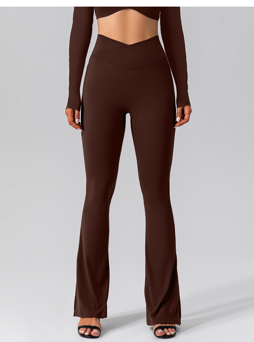 Autumn Nude Feel Stretch Sports Yoga Bell Bottom Pants Skinny Slimming High Waist Peach Hip Lifting Fitness Trousers