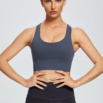 Shockproof Cross Back Running Workout Vest Women Push up High Strength Sports Yoga Bra Crisscross