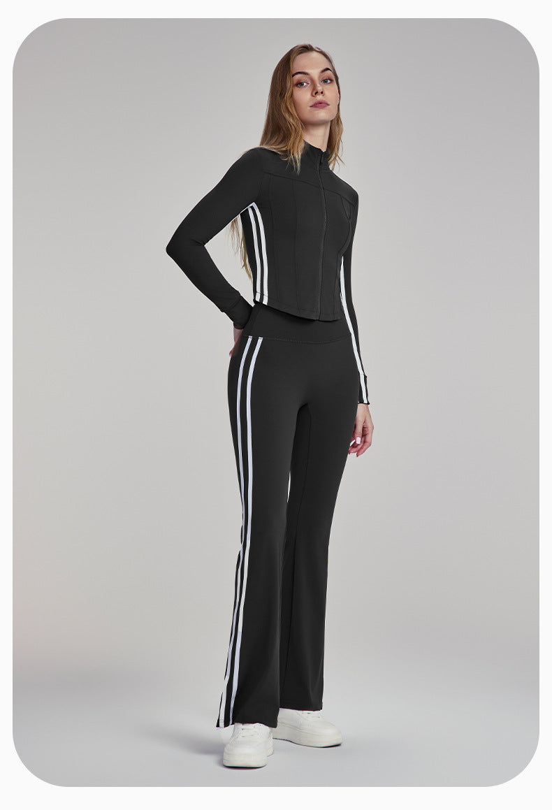 Slim Yoga Trousers Women Outer Wear Thin High Waist Belly Contracting Fitness Bell Bottom Pants Pilates Training Workout Pants