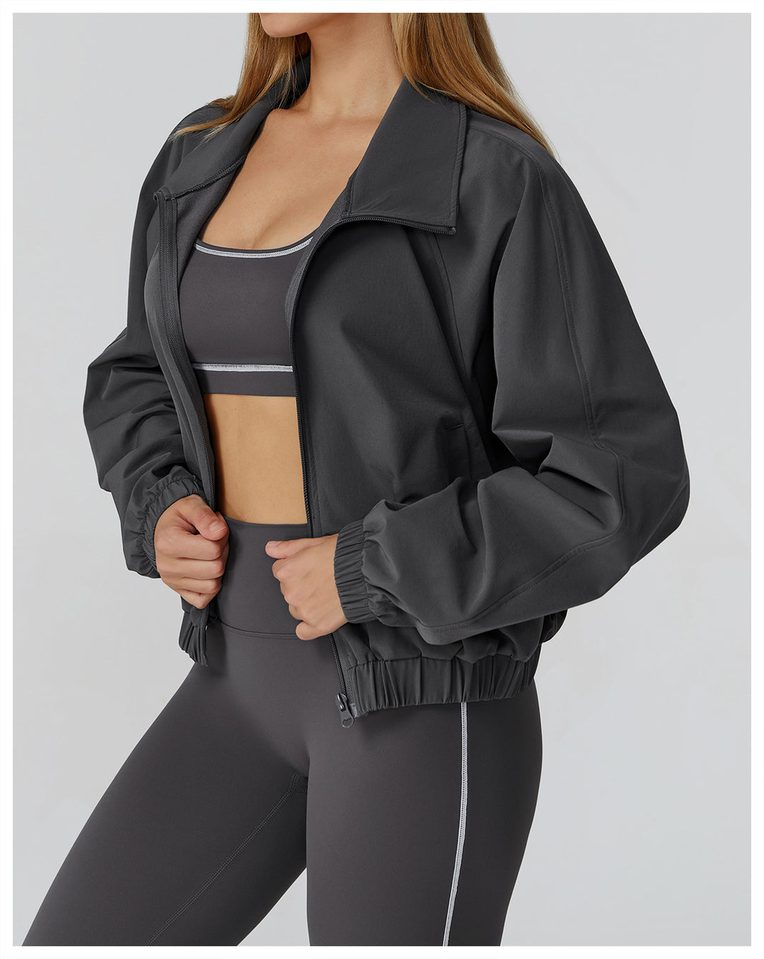 Sports Jacket Women Zipper Windproof Outdoor Running Workout Long Sleeve Yoga Clothes Coat