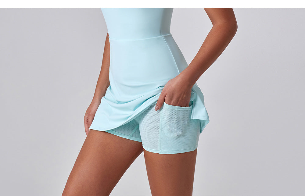 Nude Feel Anti Exposure Basic Sports Dress Summer Outdoor Golf Vest Yoga Tennis Dress