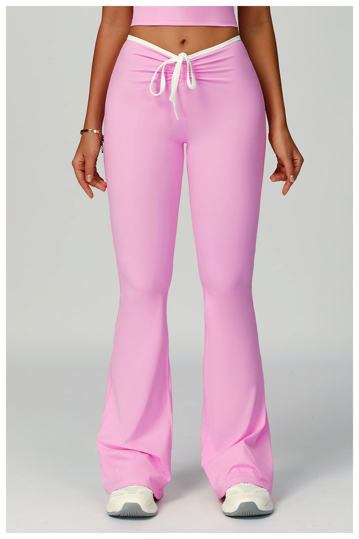 Sollinarry Contrast Color Binding Bell Bottom Pants Yoga Fitness Exercise Bootcut Trousers High Waist Slim Flare Pants Bell-Bottom Pants Women