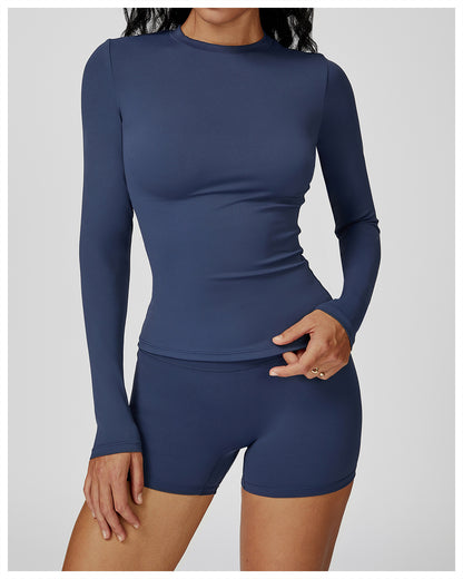 Long Sleeve Yoga Clothes round Neck Slim Fitness Clothes Outdoor Running Sport Long Sleeve T shirt