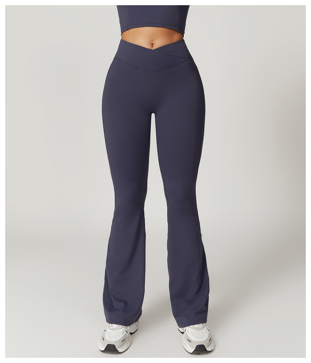 Sollinarry Sustainable Recycled Quick Dry Hip Raise Yoga Bell Bottom Pants Nude Feel Cross High Waist Tight Casual Sports Wide Leg Pants