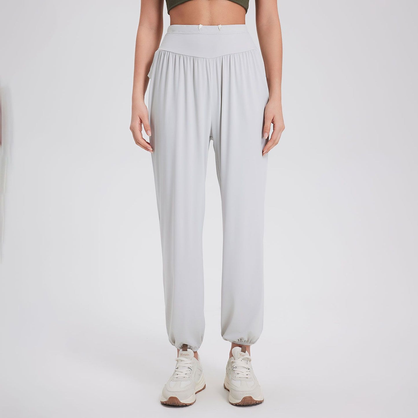 High Waist Drawstring Fitness Yoga Pants Women Loose Casual Ankle Tied Harem Pants Running Cool Quick Drying Anti Moisture Sports Pants