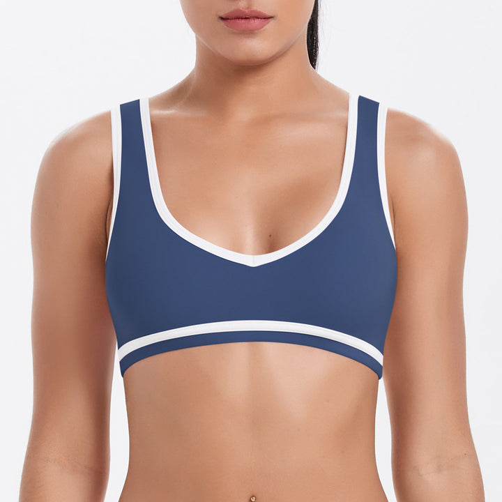 Tight Nude Feel Contrast Color Sports Back Shaping Women Backless Yoga Bra Tennis Workout Clothes Outer Wear Sports Top