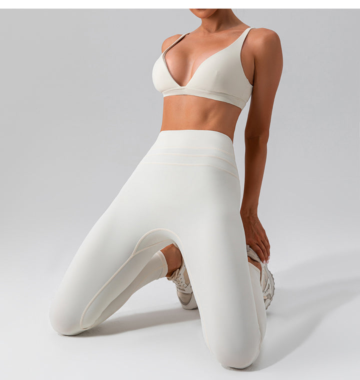 Quick Drying Nude Feel Yoga Clothes Vest Suit Outer Wear Running Sports Bra Suit High Waist Fitness Clothes