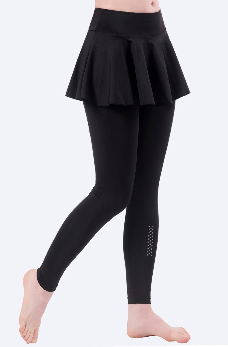 Exposure Yoga Culottes Women Faux Two Piece High Waist Arm Lifting Tights Violently Sweat Sports Pleated Fitness Skirt