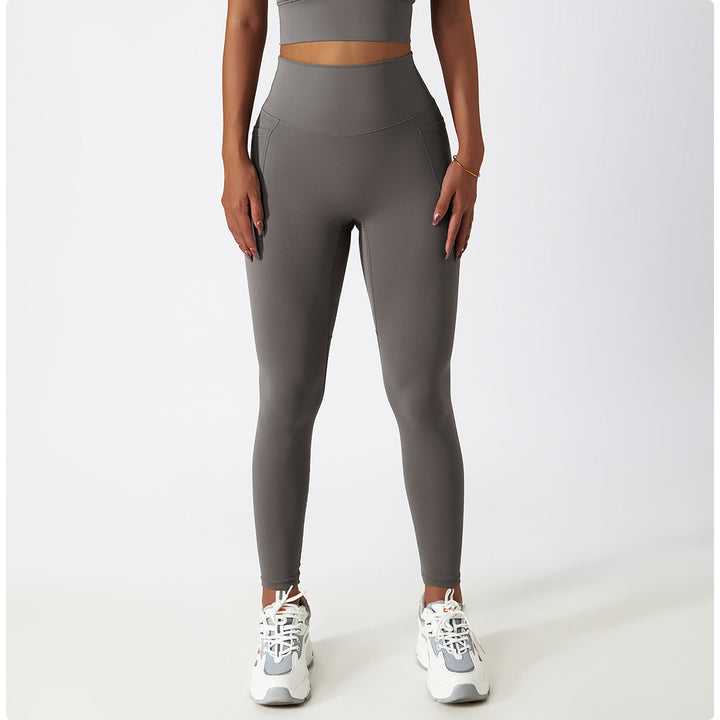 Sollinarry Breathable Cloud Feeling High Waist Hip Lift Yoga Pants Outer Wear Pocket Tight Exercise Running Pants Drying Fitness Pants