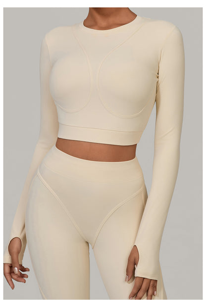 Autumn Sand Brushed Long Sleeve Yoga Clothes High Strength Workout Clothes Pilates Running Sport Long Sleeve Top