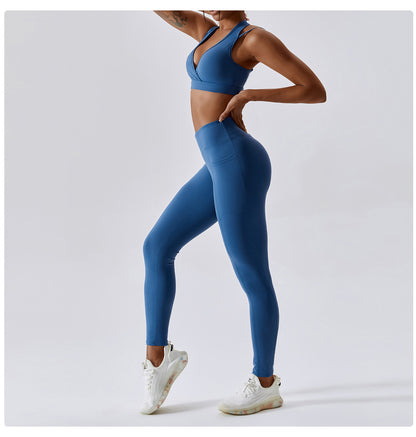 Fitness Pants Criss Cross Waist Head Skinny Running Sports Pants Women