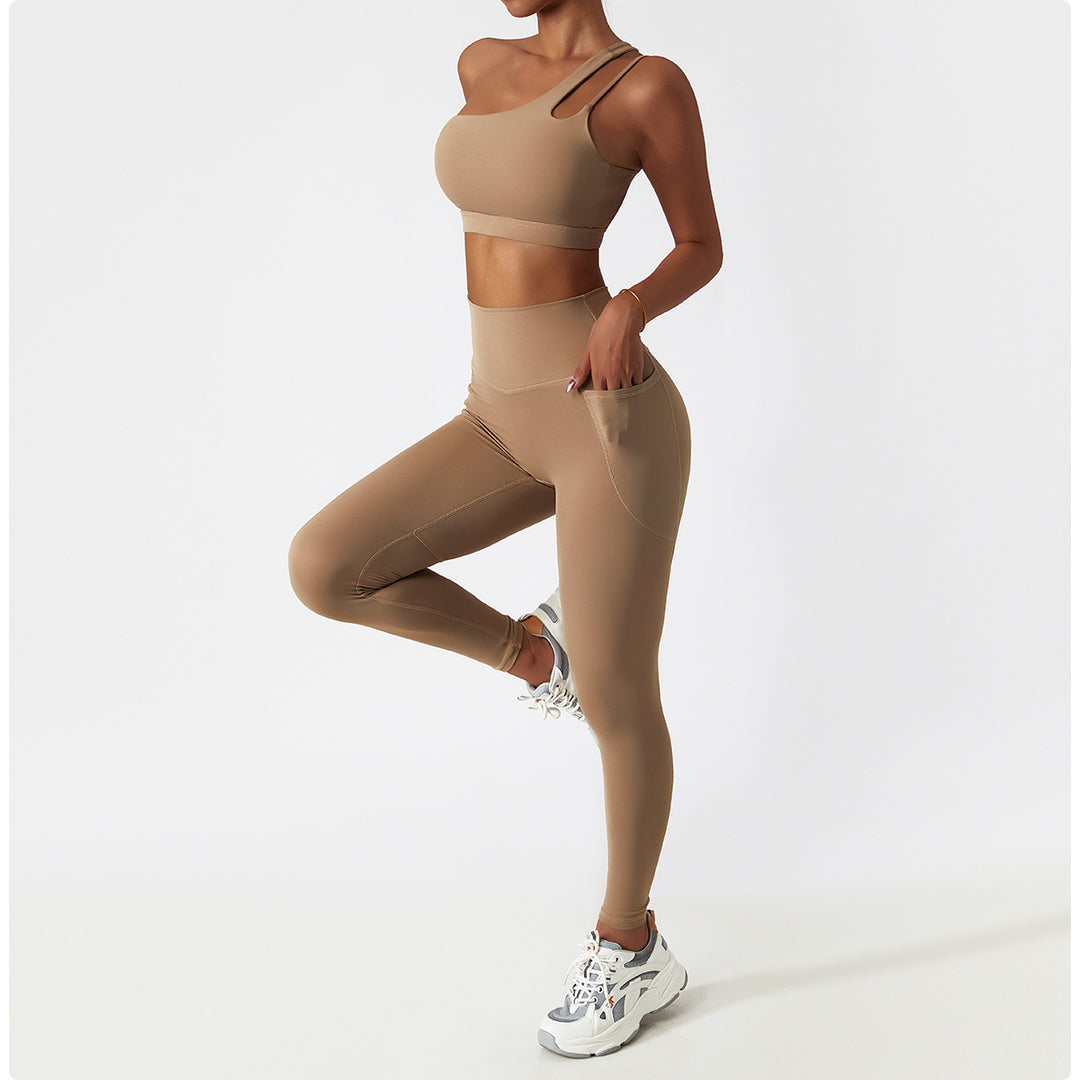 Sollinarry Breathable Cloud Feeling High Waist Hip Lift Yoga Pants Outer Wear Pocket Tight Exercise Running Pants Drying Fitness Pants