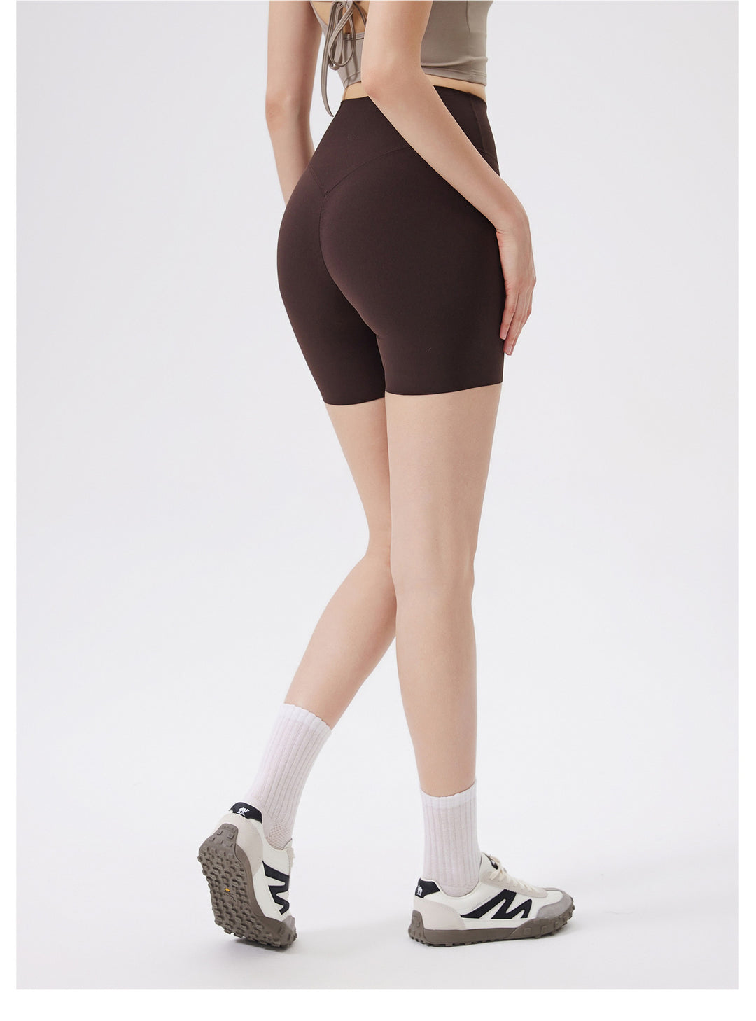 Hip Lifting No Size Nude Feel Yoga Shorts Women High Waist Belly Contracting Sports Hip Shaping Fitness Short Length Pants Cycling Pants
