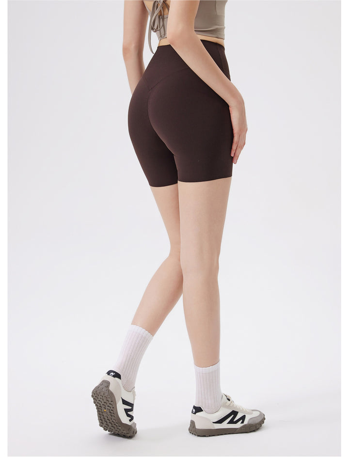 Hip Lifting No Size Nude Feel Yoga Shorts Women High Waist Belly Contracting Sports Hip Shaping Fitness Short Length Pants Cycling Pants