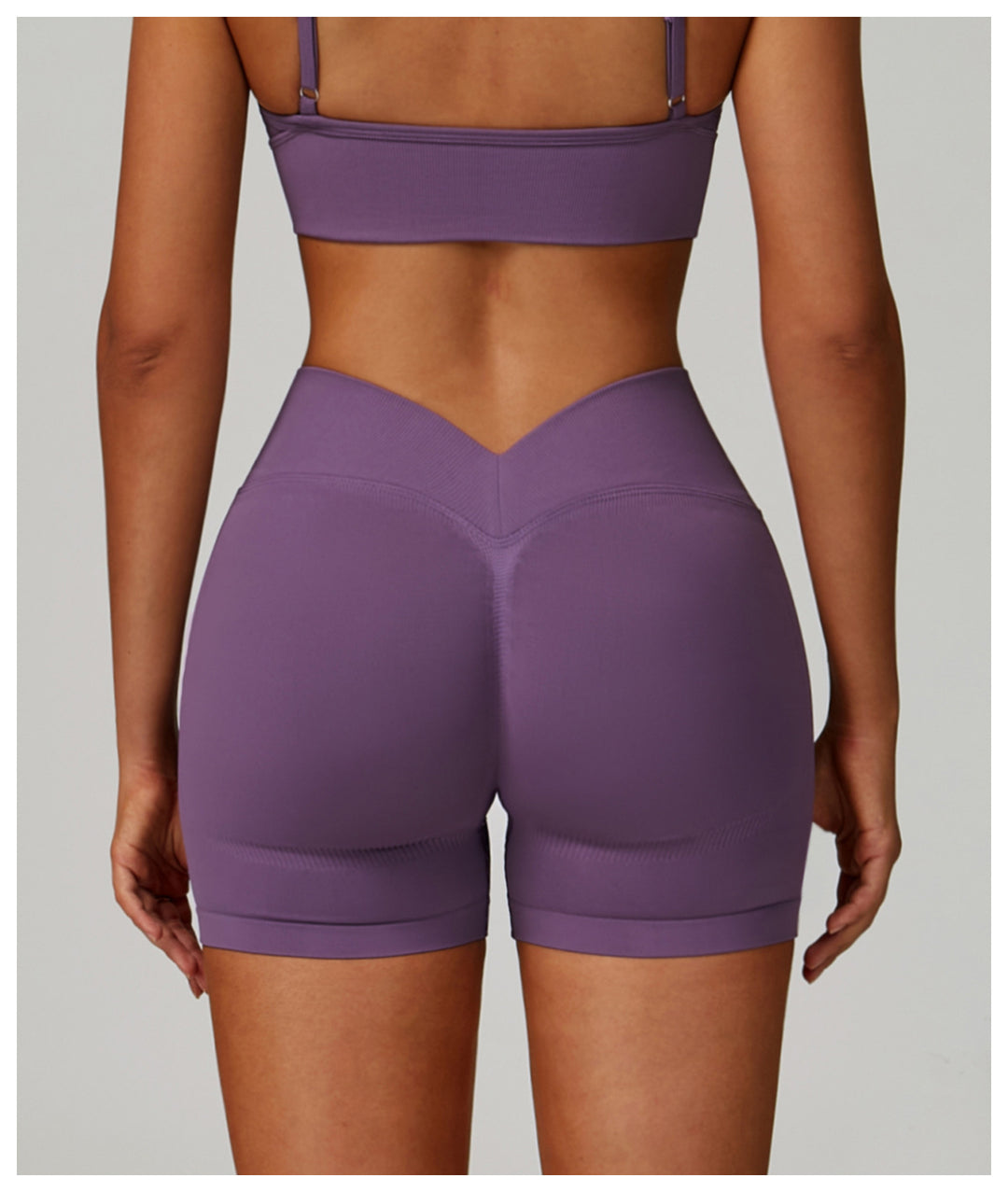 Sollinarry Seamless Knitted Tight Yoga Shorts Women V Shaped Waist Outer Wear Running Sports Quick Drying Fitness Pants