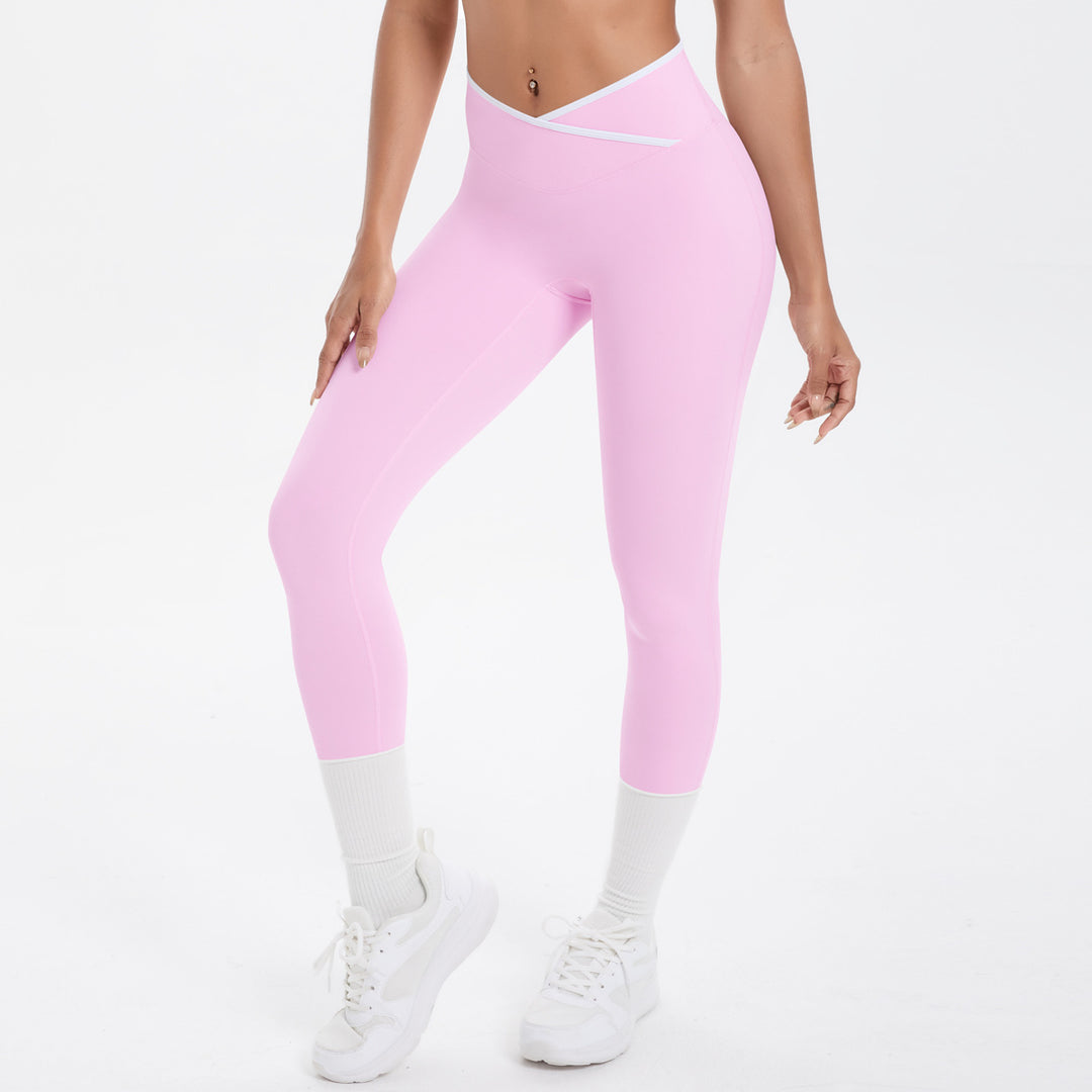 Sexy Hip Lifting Cross High Waist Cropped Pants Women Sports Fitness Pants