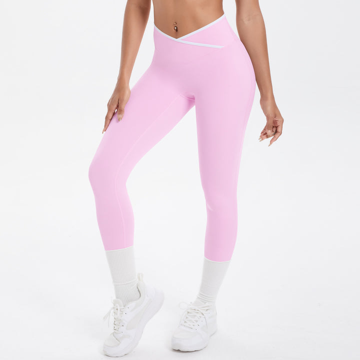 Sexy Hip Lifting Cross High Waist Cropped Pants Women Sports Fitness Pants