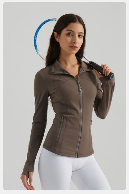 Yoga Clothes Coat Women Running Cycling Sports Long Sleeve Slim Stand Collar Sports Workout Clothes Women