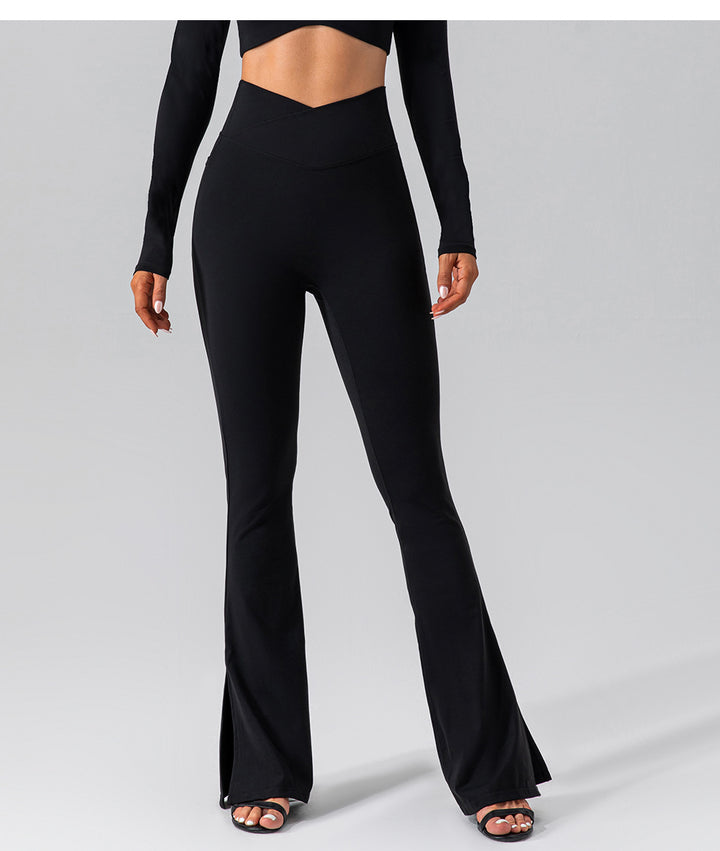 Autumn Nude Feel Stretch Sports Yoga Bell Bottom Pants Skinny Slimming High Waist Peach Hip Lifting Fitness Trousers