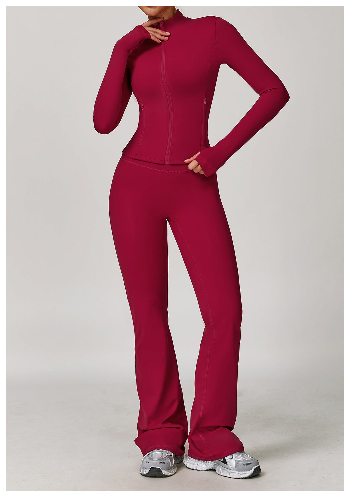 Sollinarry Brushed High Waist Yoga Trousers Tight Wide Leg Bell Bottoms Running Sports Fitness Bootcut Trousers