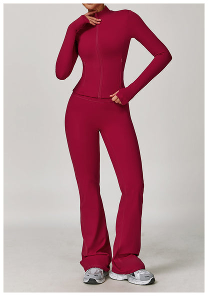 Sollinarry Brushed High Waist Yoga Trousers Tight Wide Leg Bell Bottoms Running Sports Fitness Bootcut Trousers