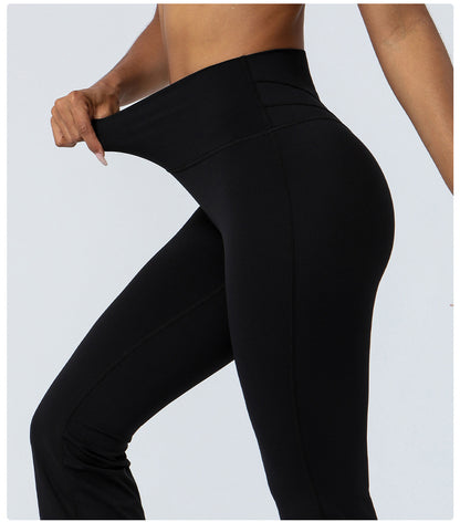 Nude Feel Tight Dance Wide Leg Pants Hip Raise High Waist Casual Flared Pants Fitness Sports Yoga Pants Women