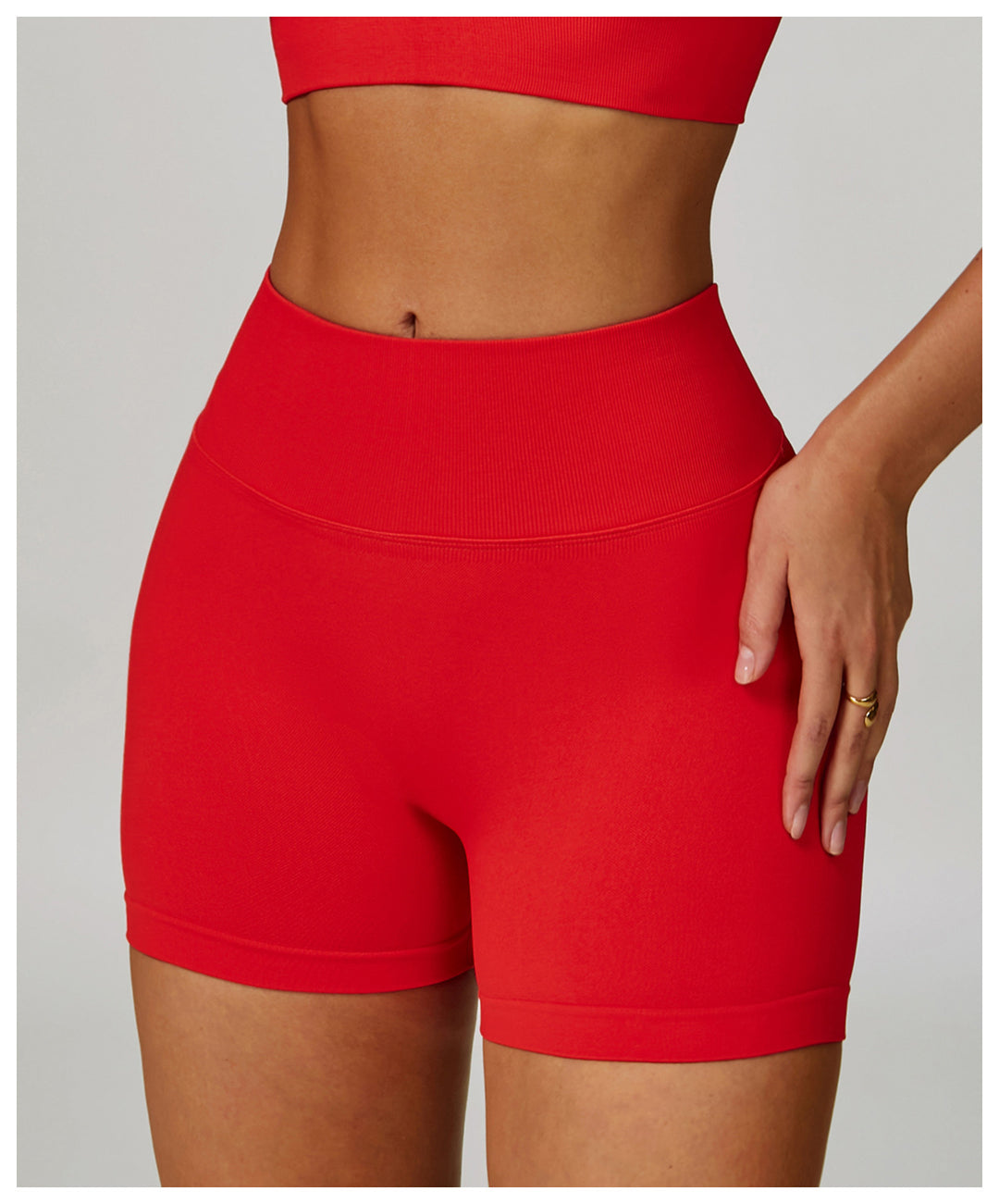 Sollinarry Seamless Knitted Tight Yoga Shorts Women V Shaped Waist Outer Wear Running Sports Quick Drying Fitness Pants