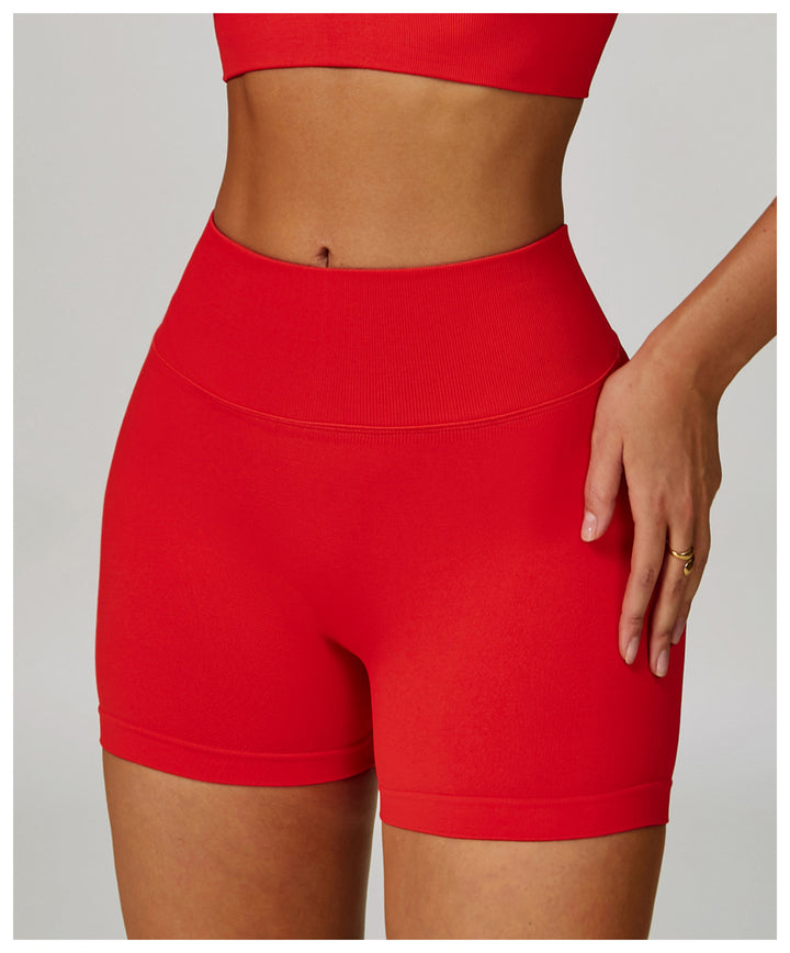 Sollinarry Seamless Knitted Tight Yoga Shorts Women V Shaped Waist Outer Wear Running Sports Quick Drying Fitness Pants