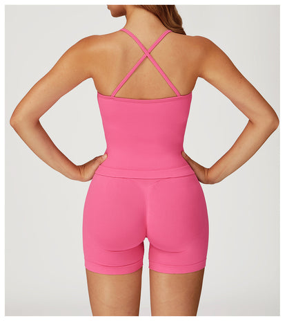 Yoga Vest Thin Strap Crossing Beauty Back Exercise Underwear Outdoor Running Fitness Top