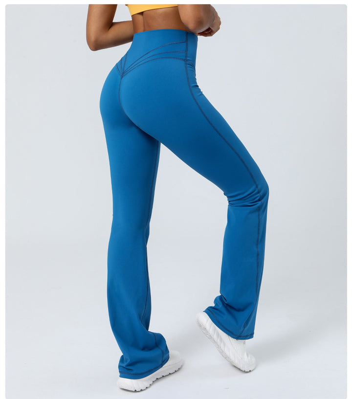 Nude Feel Tight Dance Wide Leg Pants Hip Raise High Waist Casual Flared Pants Fitness Sports Yoga Pants Women